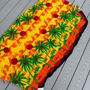 Touch of  Hawaii Yellow Orange Wrap Scarf Swim Cover Beachwear Palm Trees